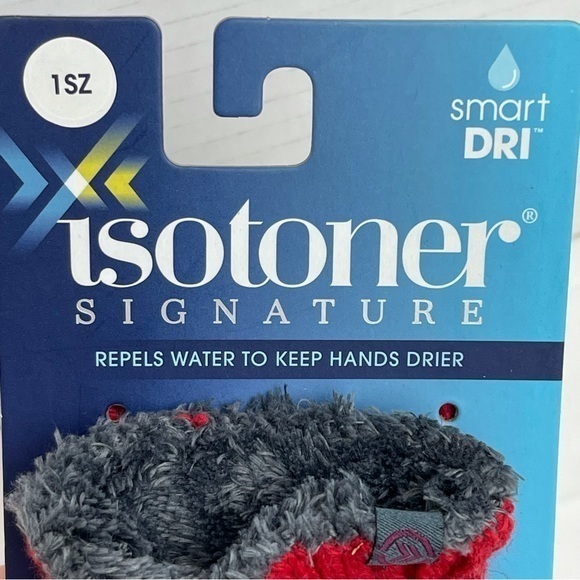 Isotoner Signature Smart Touch‎ Mittens One Size Grey Maroon Pink - Picture 5 of 5
